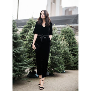 NWOT Ann Taylor Velvet Belted Jumpsuit